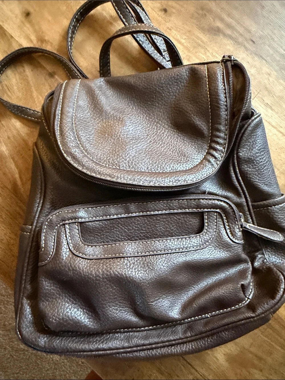 Multi Sac Brown Leather backpack bag